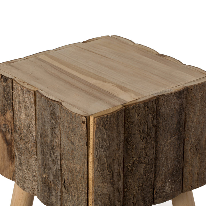 Decorative Natural Wooden Log Box Shaped Side Table for Indoor and Outdoor Image 7