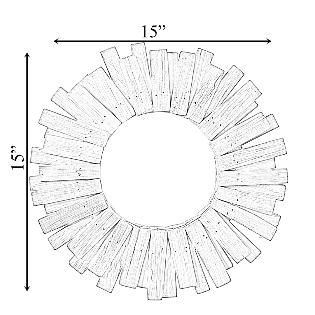 Hanging Sunburst Round Natural Wood Wall Mirror for the Entryway, Living Room, or Vanity Image 4