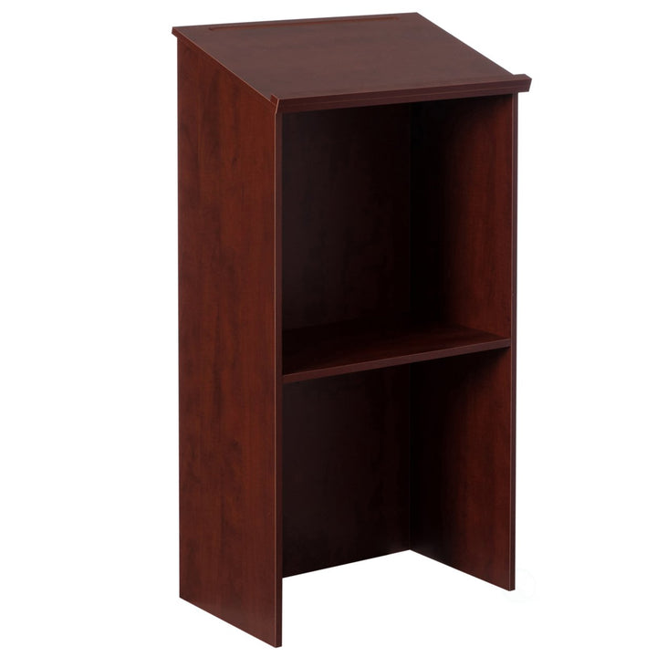 Standing Floor Podium with Storage 21.5in Durable Wood for Church Office Home Image 1