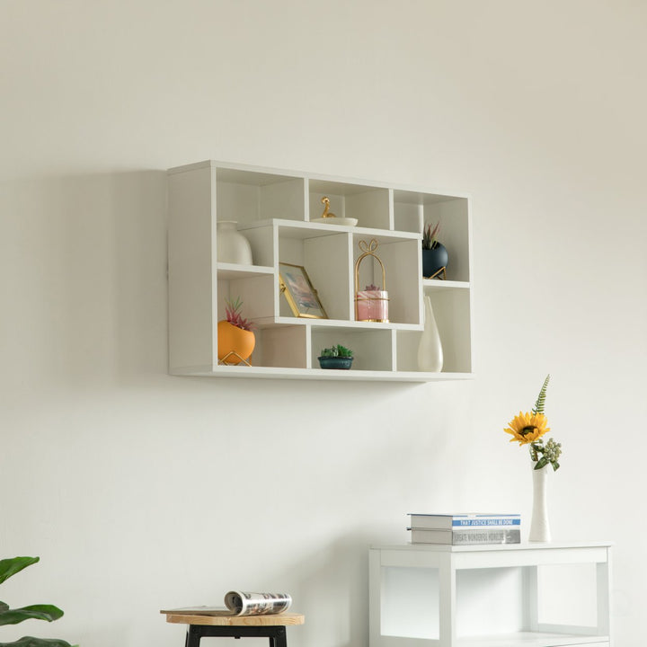 Modern 8 Tier Bookcase Freestanding Wall Mount Storage Shelf 18.75in Wood Image 3