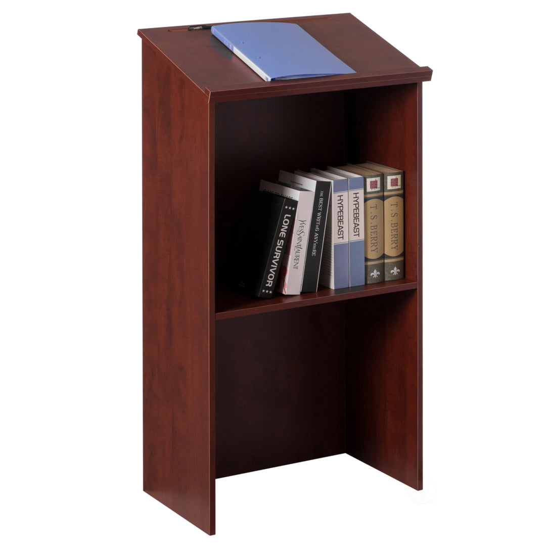 Standing Floor Podium with Storage 21.5in Durable Wood for Church Office Home Image 3