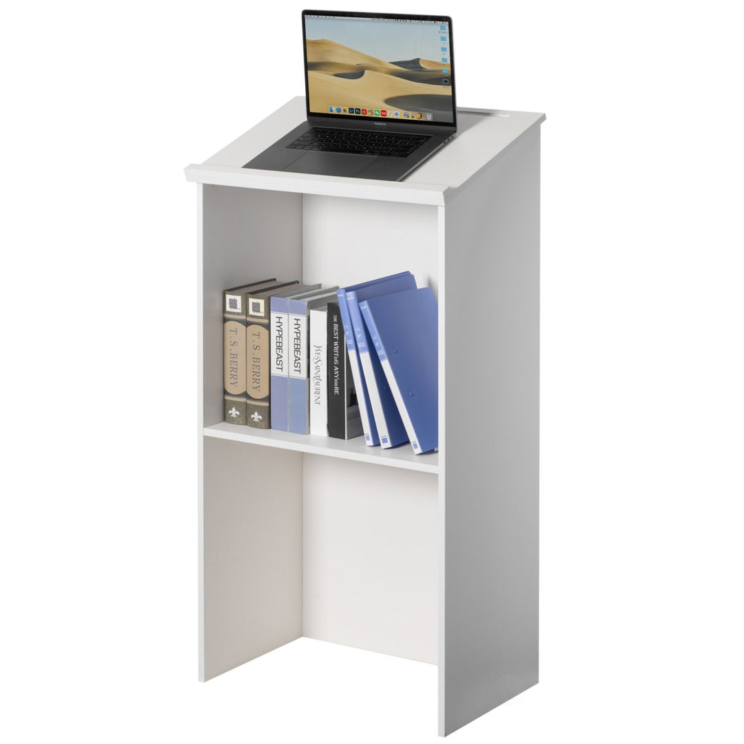 Standing Floor Podium with Storage 21.5in Durable Wood for Church Office Home Image 4