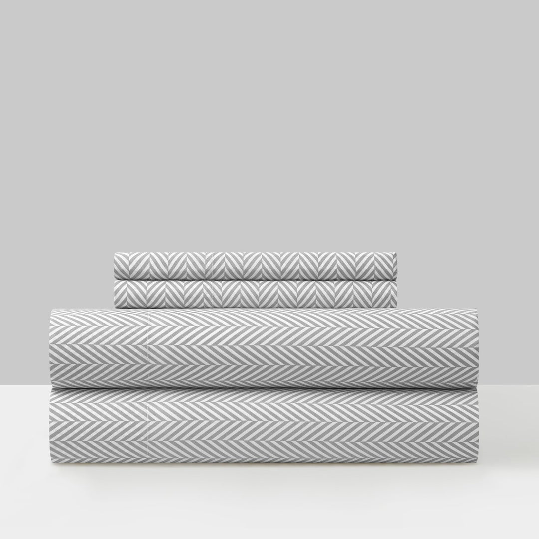 Enise 3 or 4 Piece Sheet Set Super Soft Graphic Herringbone Print Design Image 4