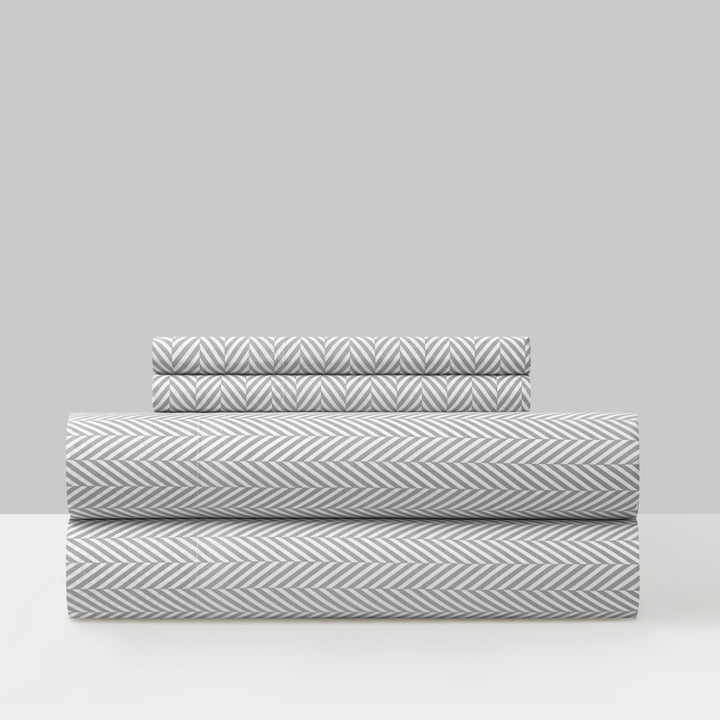 Enise 3 or 4 Piece Sheet Set Super Soft Graphic Herringbone Print Design Image 4