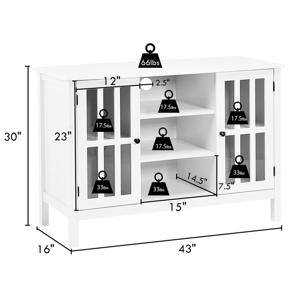 Wood TV Stand Entertainment Media Center Console for TV up to 50 White Image 2