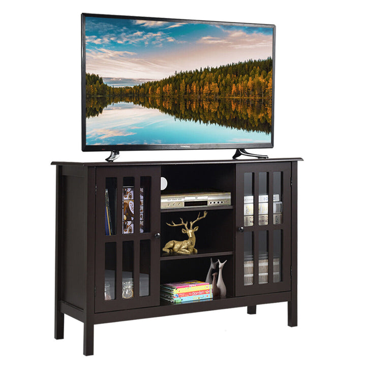 Wood TV Stand Entertainment Media Center Console for TV up to 50 Brown Image 1