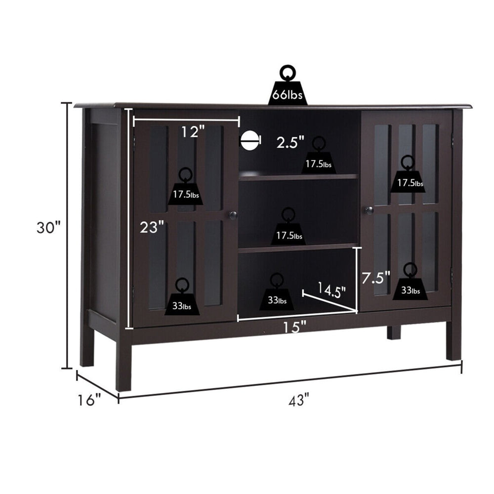 Wood TV Stand Entertainment Media Center Console for TV up to 50 Brown Image 2