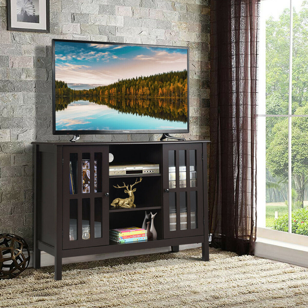 Wood TV Stand Entertainment Media Center Console for TV up to 50 Brown Image 3