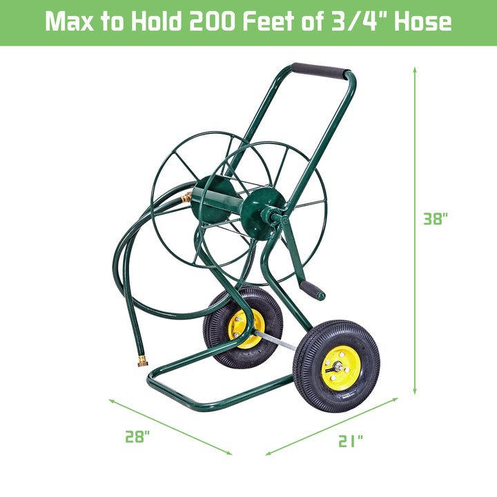 Garden Wheeled Hose Reel Cart Steel Frame Hose Truck Outdoor Water Planting Image 2