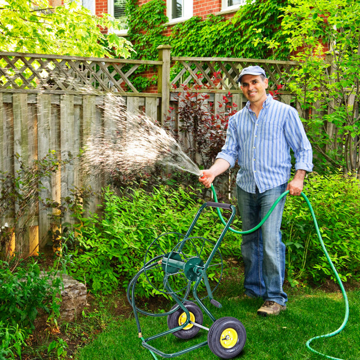 Garden Wheeled Hose Reel Cart Steel Frame Hose Truck Outdoor Water Planting Image 3