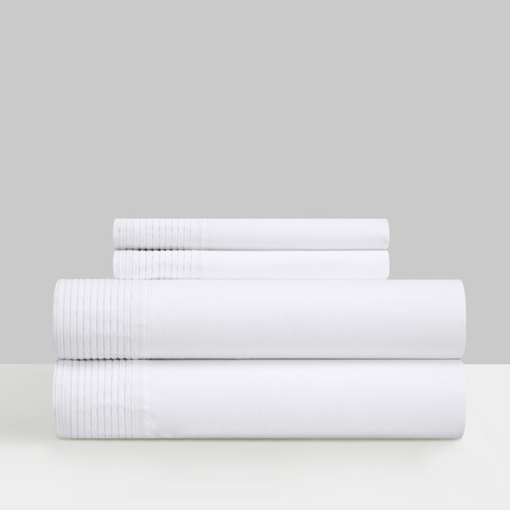 Barley 3 or 4 Piece Sheet Set Solid Color With Pleated Details Image 5