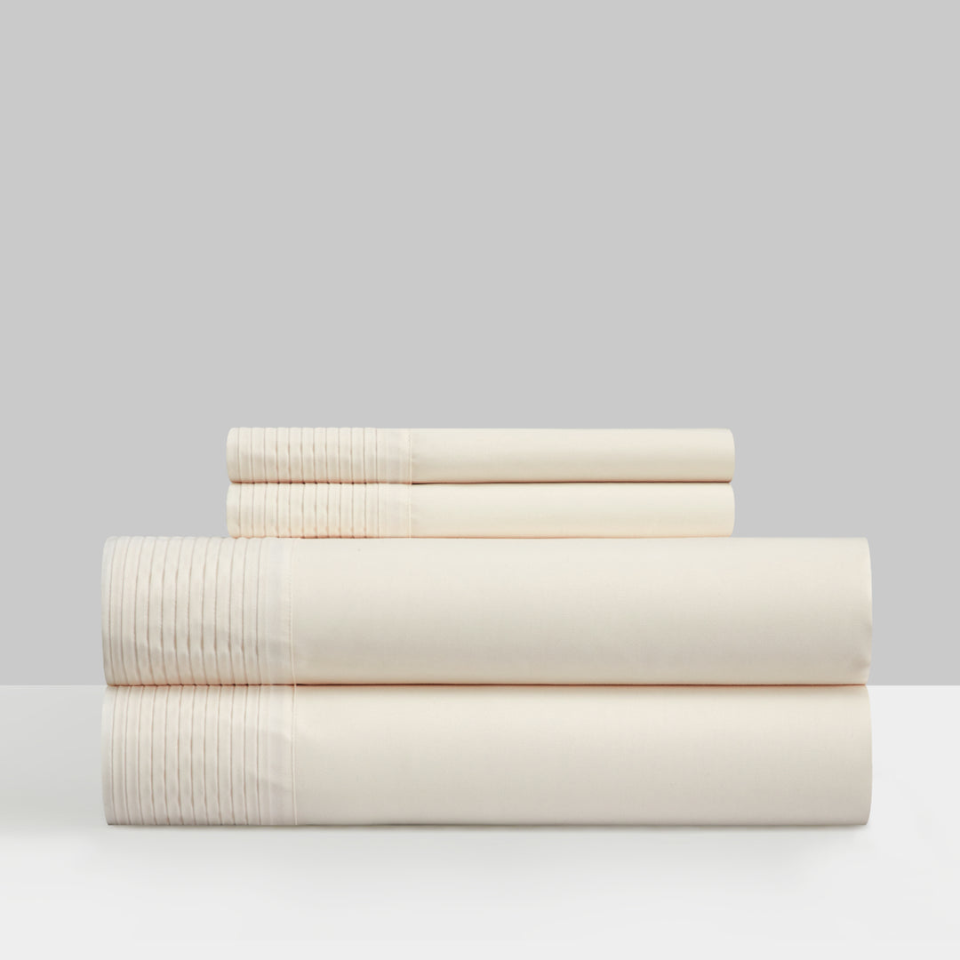 Barley 3 or 4 Piece Sheet Set Solid Color With Pleated Details Image 6