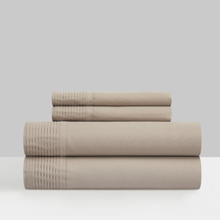 Barley 3 or 4 Piece Sheet Set Solid Color With Pleated Details Image 7