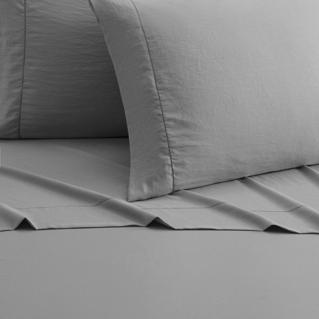 Daisy 3 or 4 Piece Sheet Set Solid Color Washed Garment Technique Image 9