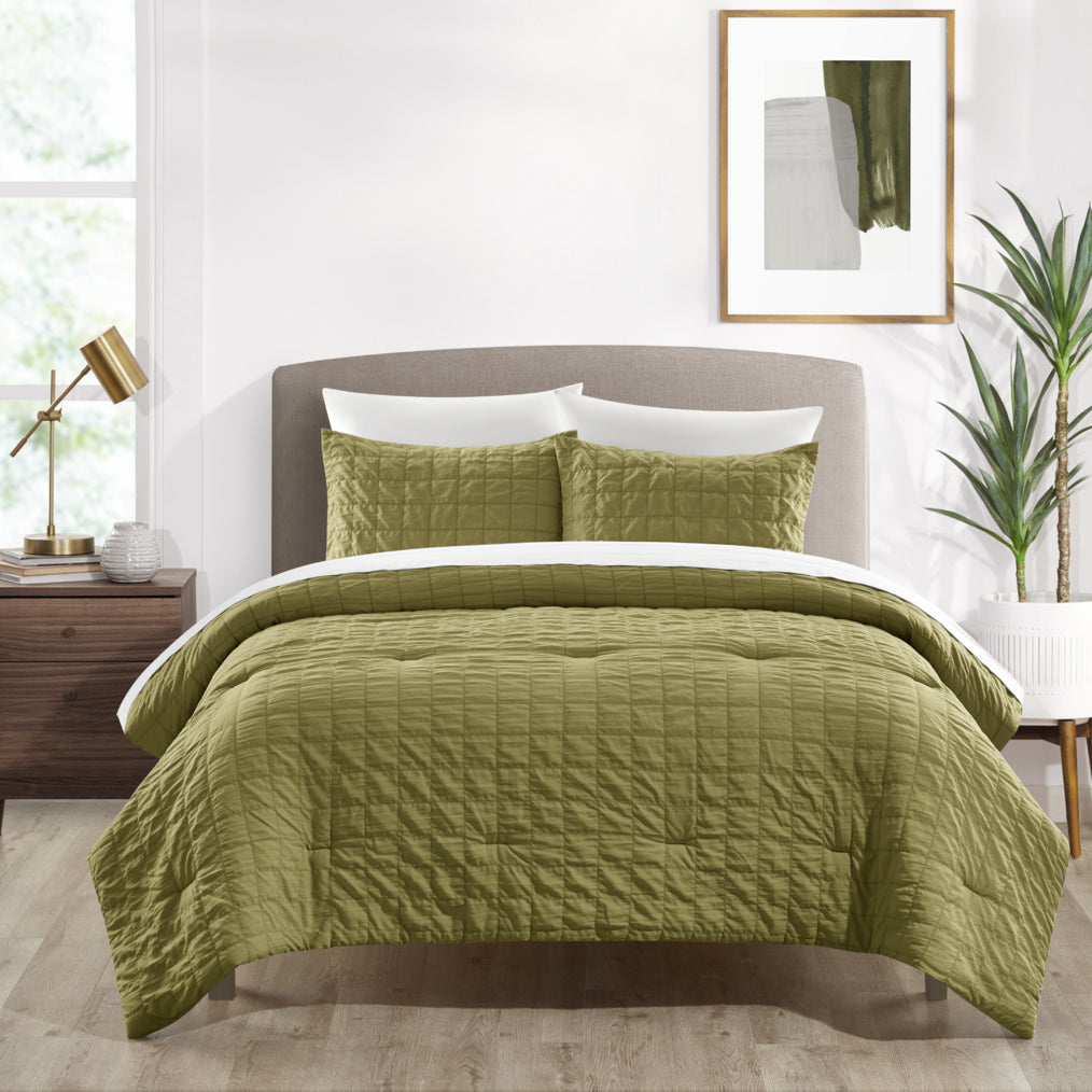 Dessay 2 or 3 Piece Comforter Set Washed Garment Technique Geometric Square Tile Image 5