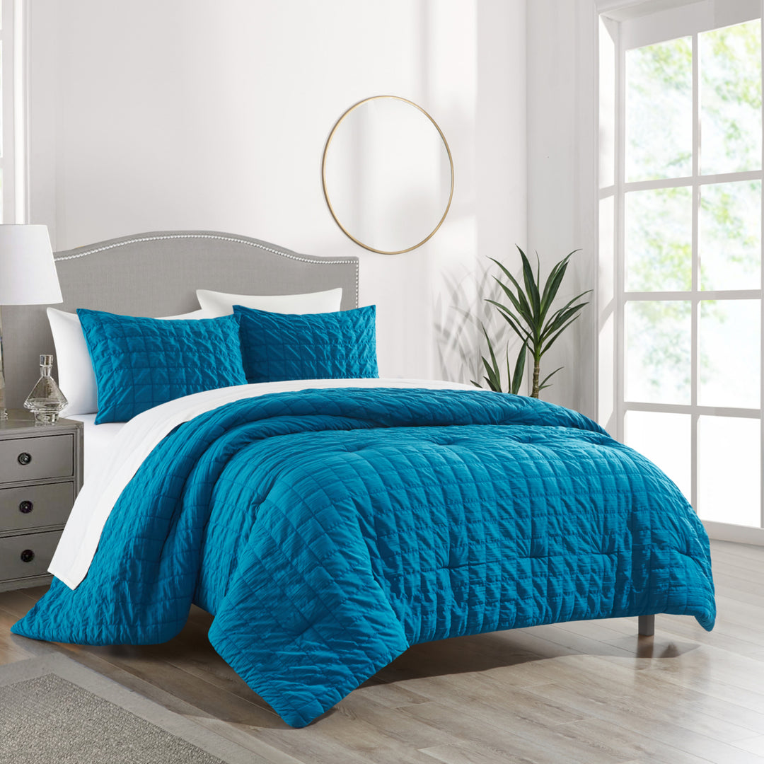 Dessay 2 or 3 Piece Comforter Set Washed Garment Technique Geometric Square Tile Image 9