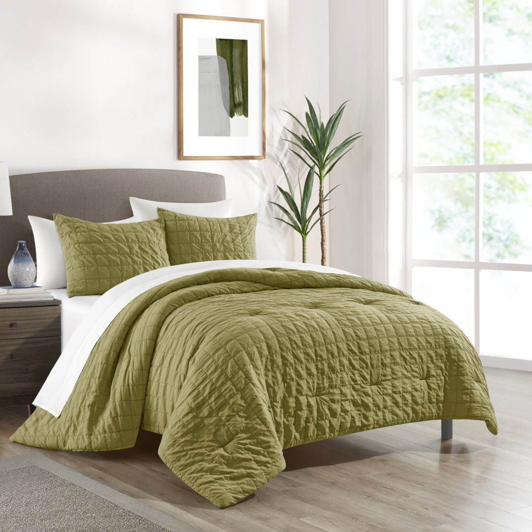 Dessay 2 or 3 Piece Comforter Set Washed Garment Technique Geometric Square Tile Image 10