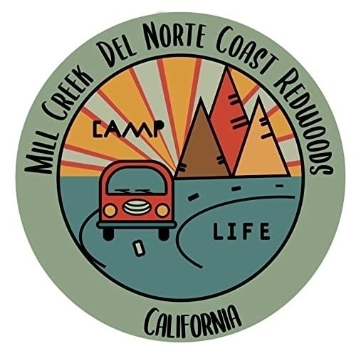 Mill Creek Del Norte Coast Redwoods California Souvenir Decorative Stickers (Choose theme and size) Image 1