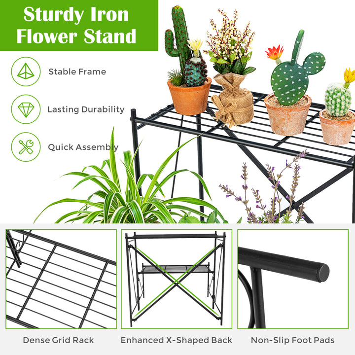 2-Tier Stair Style Metal Plant Stand Flower Pot Display Holder Indoor and Outdoor Image 5