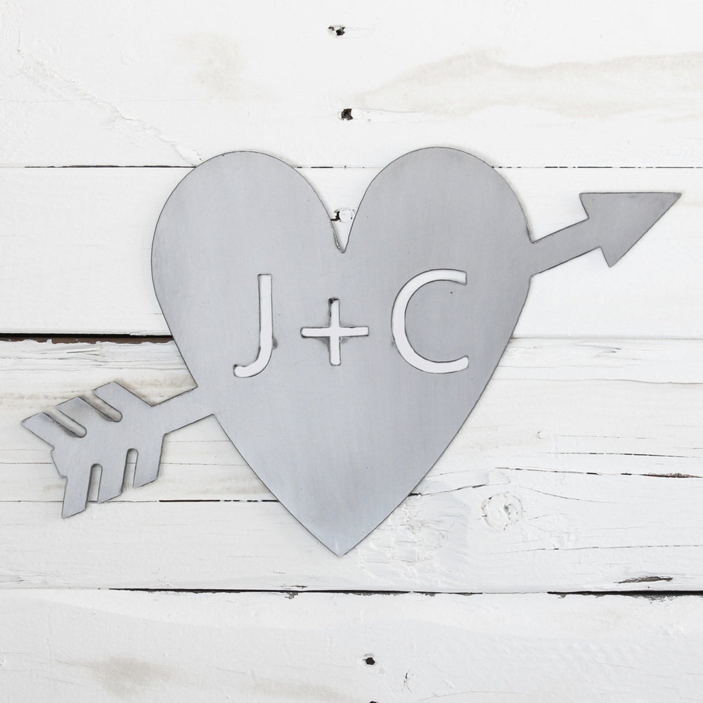 Heart Arrow Initials Sign - Metal Hanging Arrow Heart Image 2