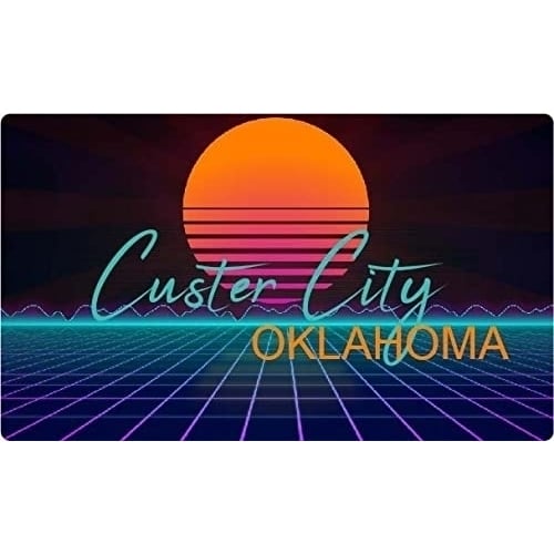 Custer City Oklahoma 4 X 2.25-Inch Fridge Magnet Retro Neon Design Image 1