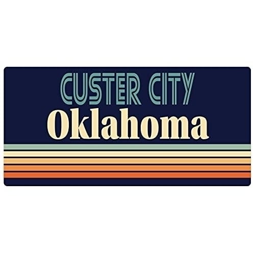 Custer City Oklahoma 5 x 2.5-Inch Fridge Magnet Retro Design Image 1