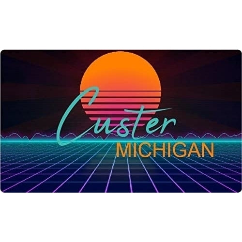 Custer Michigan 4 X 2.25-Inch Fridge Magnet Retro Neon Design Image 1