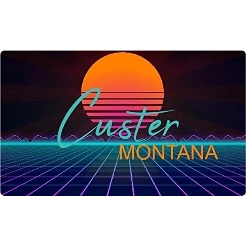 Custer Montana 4 X 2.25-Inch Fridge Magnet Retro Neon Design Image 1