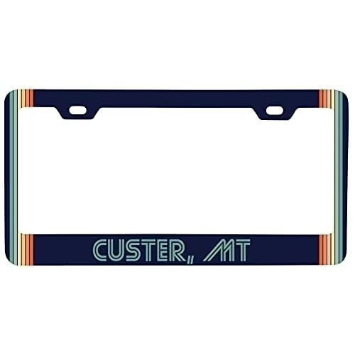 Custer Montana Car Metal License Plate Frame Retro Design Image 1