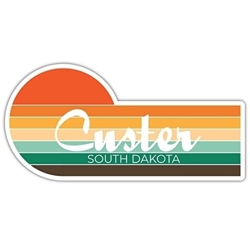 Custer South Dakota 4 x 2.25 Inch Fridge Magnet Retro Vintage Sunset City 70s Aesthetic Design Image 1