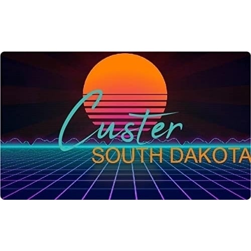 Custer South Dakota 4 X 2.25-Inch Fridge Magnet Retro Neon Design Image 1