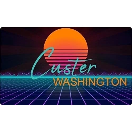 Custer Washington 4 X 2.25-Inch Fridge Magnet Retro Neon Design Image 1