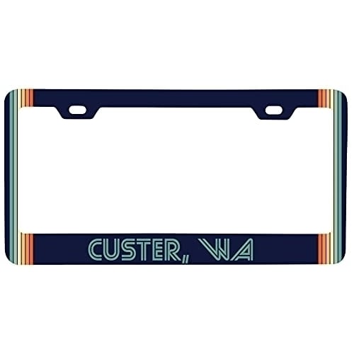 Custer Washington Car Metal License Plate Frame Retro Design Image 1