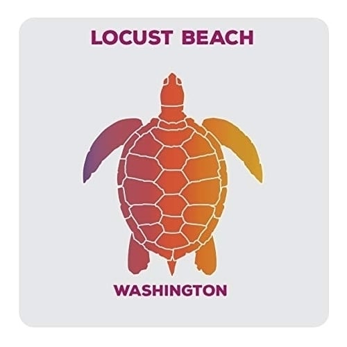 Locust Beach Washington Souvenir Acrylic Coaster 4-Pack Turtle Design Image 1