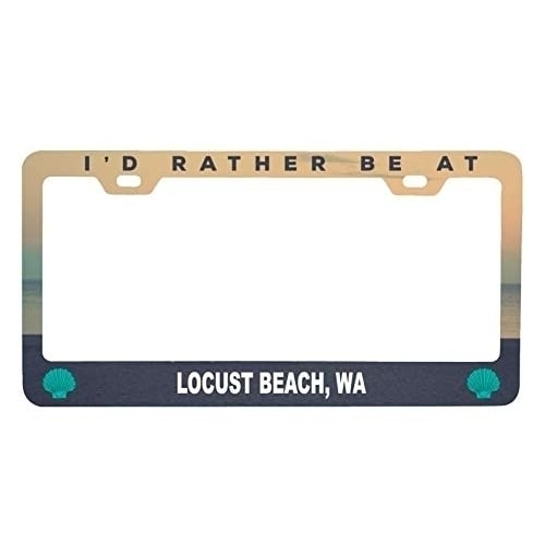 R and R Imports Locust Beach Washington Sea Shell Design Souvenir Metal License Plate Frame Image 1