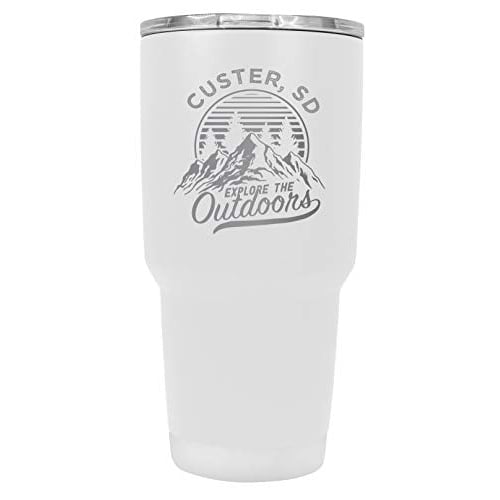 Custer South Dakota Souvenir Laser Engraved 24 oz Insulated Stainless Steel Tumbler White White. Image 1