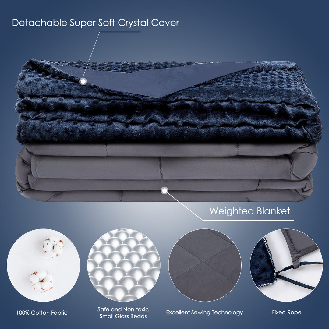 15lbs Weighted Blanket Removable Super Soft Crystal Cover w/ Glass Bead 60x80 Image 8