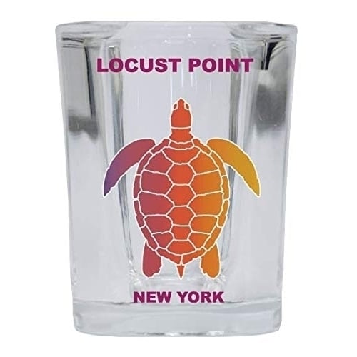 LOCUST POINT York Square Shot Glass Rainbow Turtle Design Image 1