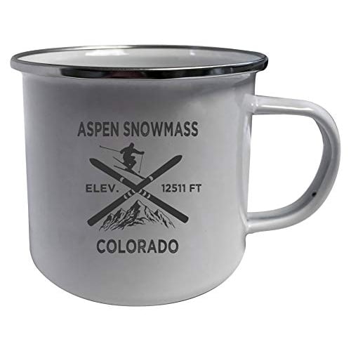 Aspen Snowmass Colorado Ski Adventures White Tin Camper Coffee Mug 2-Pack Image 1