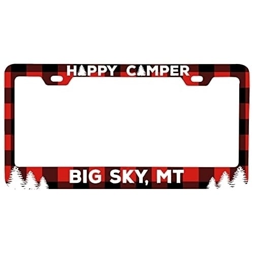 Big Sky Montana Car Metal License Plate Frame Plaid Design Image 1