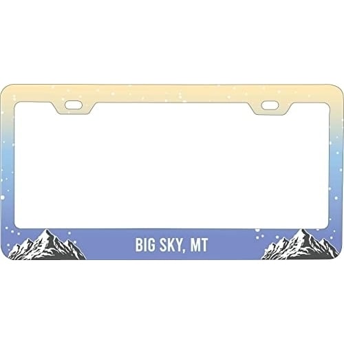 Big Sky Montana Ski Snowboard Winter Adventures Metal License Plate Frame Image 1