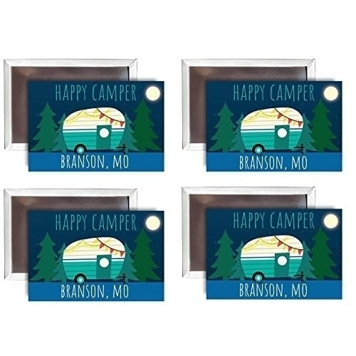 Branson Missouri Souvenir 2x3-Inch Fridge Magnet Happy Camper Design 4-Pack Image 1