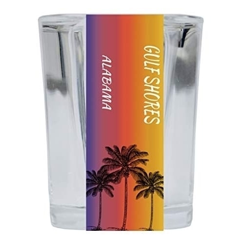 Gulf Shores Alabama 2 Ounce Square Shot Glass Palm Tree Design Image 1