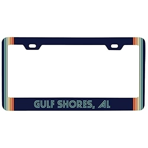 Gulf Shores Alabama Car Metal License Plate Frame Retro Design Image 1