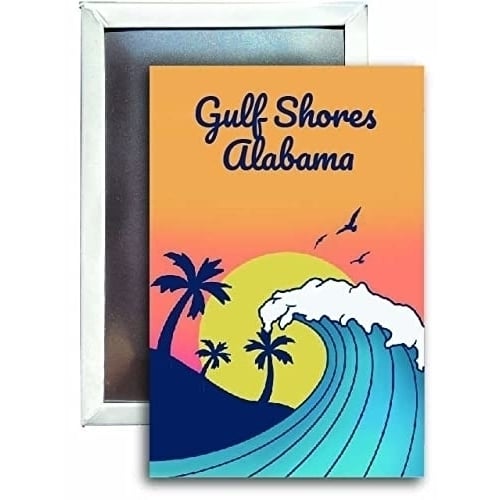 Gulf Shores Alabama Souvenir 2x3 Fridge Magnet Wave Design Image 1