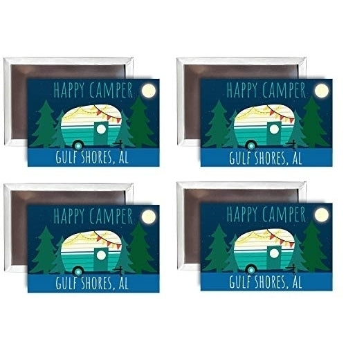 Gulf Shores Alabama Souvenir 2x3-Inch Fridge Magnet Happy Camper Design 4-Pack Image 1