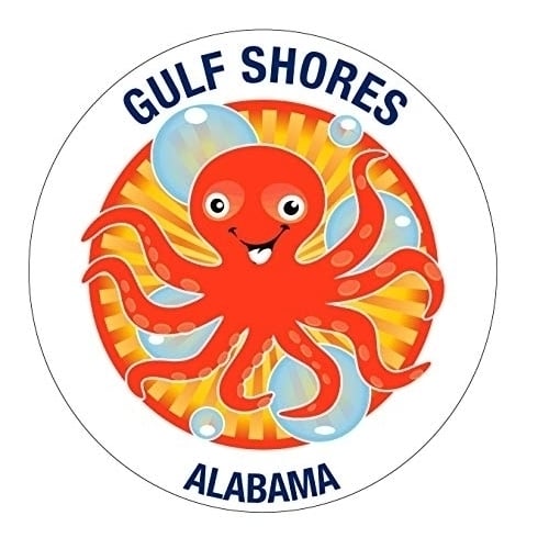 Gulf Shores Alabama Souvenir 4 Inch Vinyl Decal Sticker Octopus Design Image 1