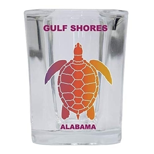 Gulf Shores Alabama Souvenir Rainbow Turtle Design Square Shot Glass Image 1