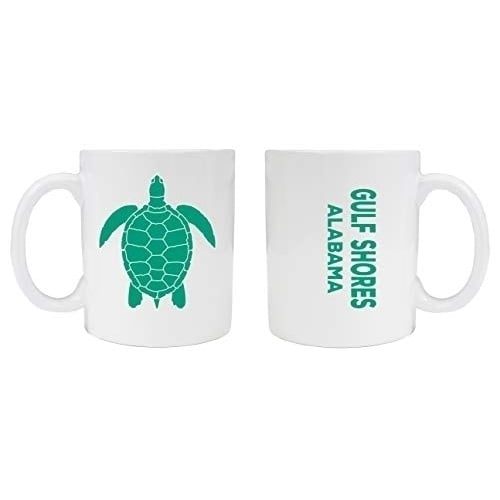 Gulf Shores Alabama Souvenir White Ceramic Coffee Mug 2 Pack Turtle Design Image 1