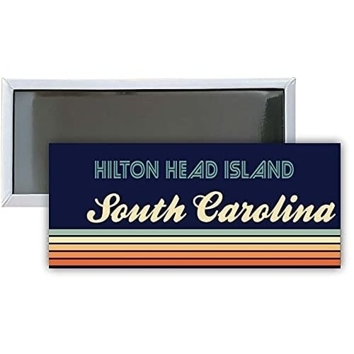 Hilton Head Island South Carolina Souvenir 4.75x2-Inch Rectangle Fridge Magnet Retro Design Image 1